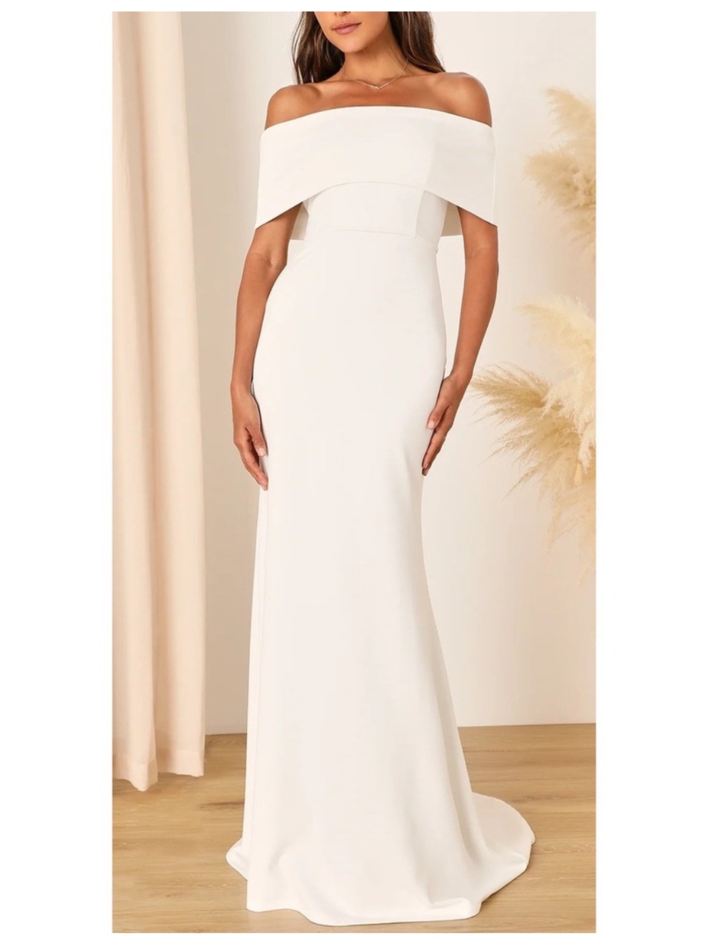 Lulu's Off-Shoulder Exceptional Romance Mermaid Maxi Dress XL White NWT